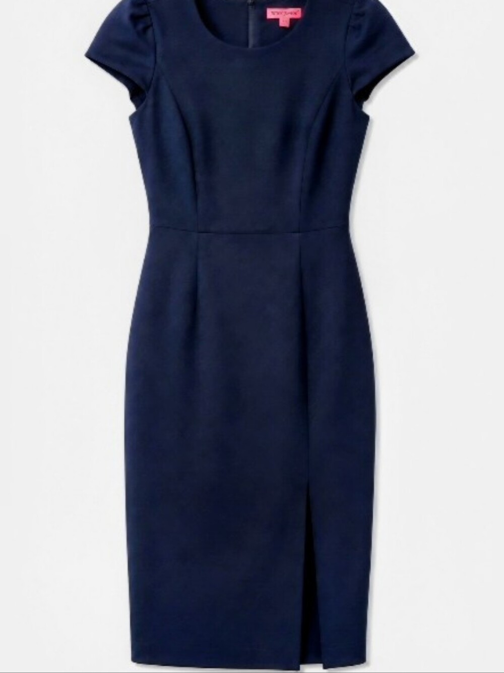Special Occosuon Betsey Johnson Navy Cap-Sleeve Midi Sheath Dress